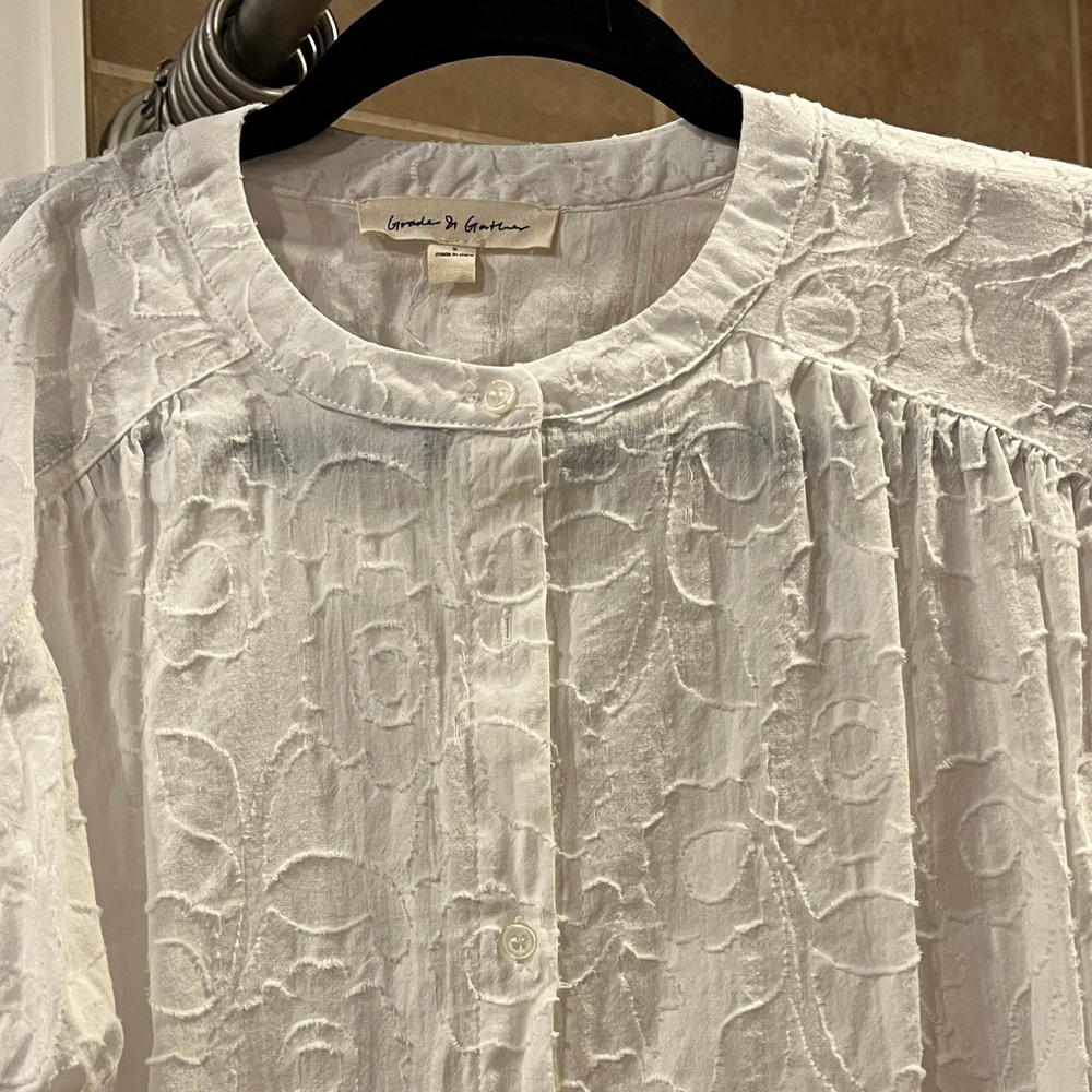 White Textured Blouse grade & gather